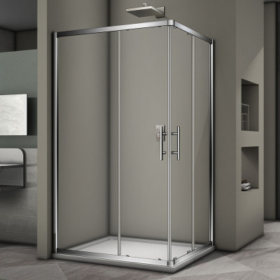 Душевой угол Veconi Rovigo RV-30, 1200x800x1900 хром, стекло прозрачное