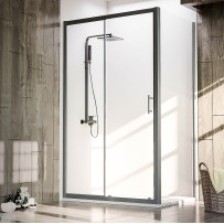 Душевой угол Veconi Rovigo RV-072B, 1200х700х1900 черный, стекло прозрачное