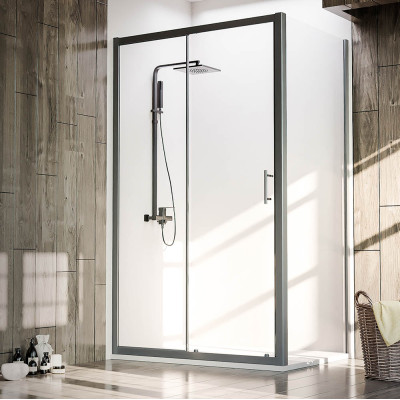 Душевой угол Veconi Rovigo RV-072B, 1200х1000х1900 черный, стекло прозрачное