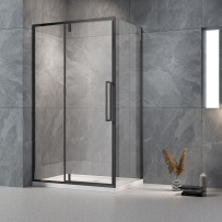 Душевой угол Veconi Rovigo RV-034B, 1200х800х1950 черный, стекло прозрачное