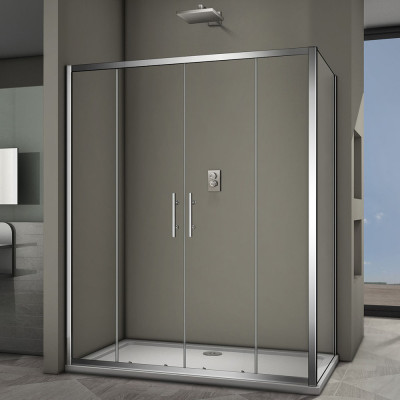 Душевой угол Veconi Rovigo RV-062, 1700x1000x1900 хром, стекло прозрачное