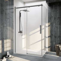 Душевой угол Veconi Rovigo RV-070GR, 1200х800х1950, брашированный графит, стекло прозрачное
