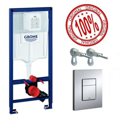 Инсталляция для унитаза 3 в 1 Grohe Rapid SL с кнопкой хром 38772001 Инсталляция для унитаза 3 в 1 Grohe Rapid SL с кнопкой хром 38772001