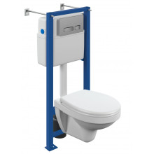 Инсталляция с унитазом DELFI TPL инсталляция VECTOR кнопка MOVI пластик хром матовый