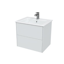 Ultra 60 тумба подвесная 2 ящика белая глянцевая c раковиной Style 60