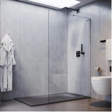 Душевая перегородка Veconi Korato KR-77B, 800x2000, чёрный, стекло прозрачное