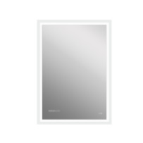 Зеркало для ванной LED 080 design pro 60x85 с подсветкой часы с антизапотеванием прямоугольное