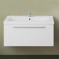 Тумба под раковину подвесная 1MarKa Соната 75П с 1 ящиком, белый глянец